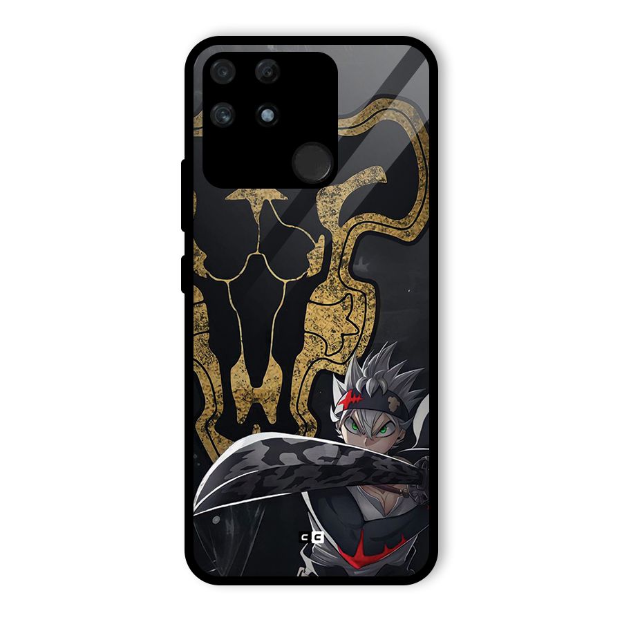 Asta With Black Bulls Glass Back Case for Realme Narzo 50A