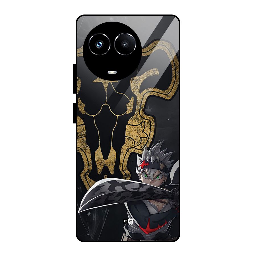Asta With Black Bulls Glass Back Case for Realme Narzo 60X