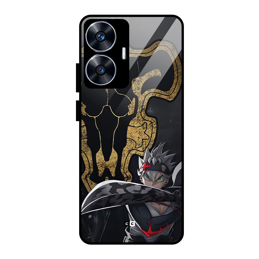 Asta With Black Bulls Glass Back Case for Realme Narzo N55
