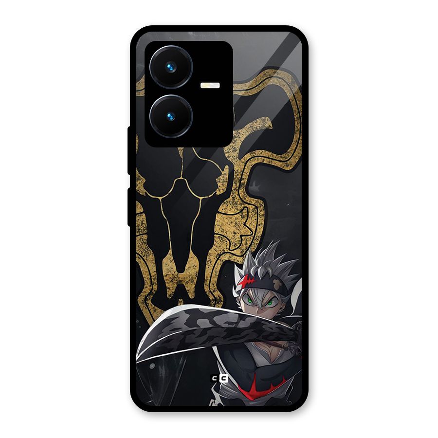 Asta With Black Bulls Glass Back Case for Vivo Y22s