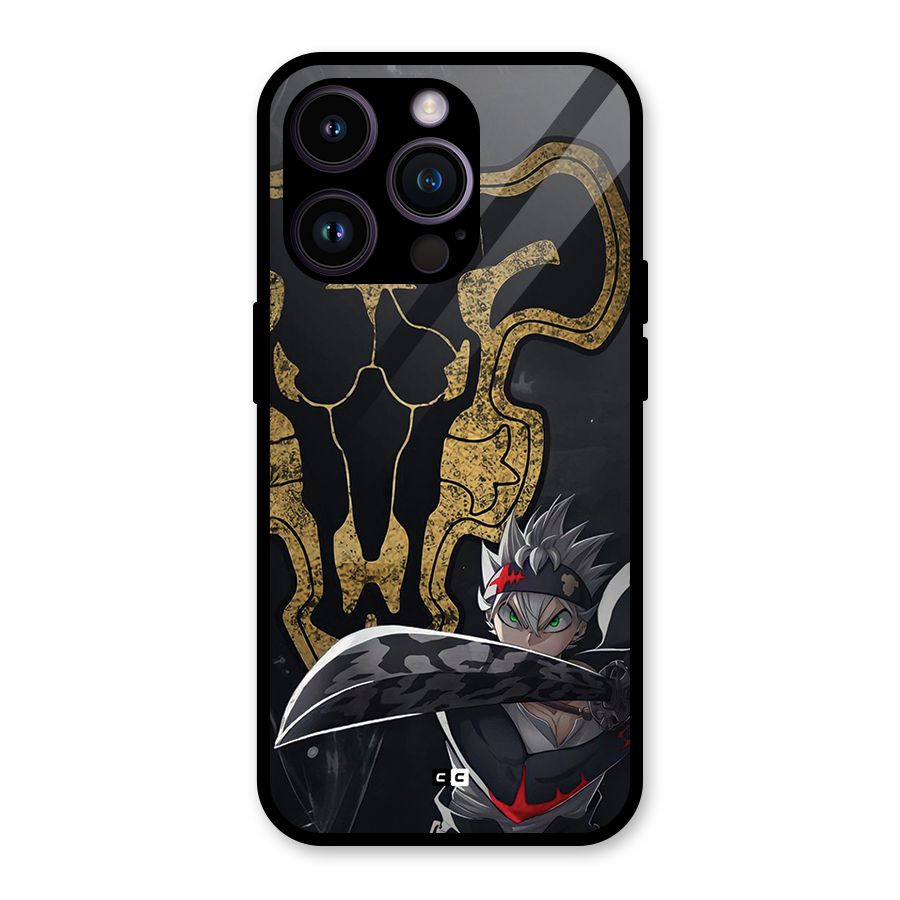 Asta With Black Bulls Glass Back Case for iPhone 14 Pro