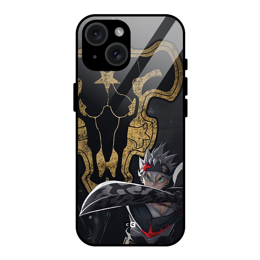Asta With Black Bulls Glass Back Case for iPhone 15