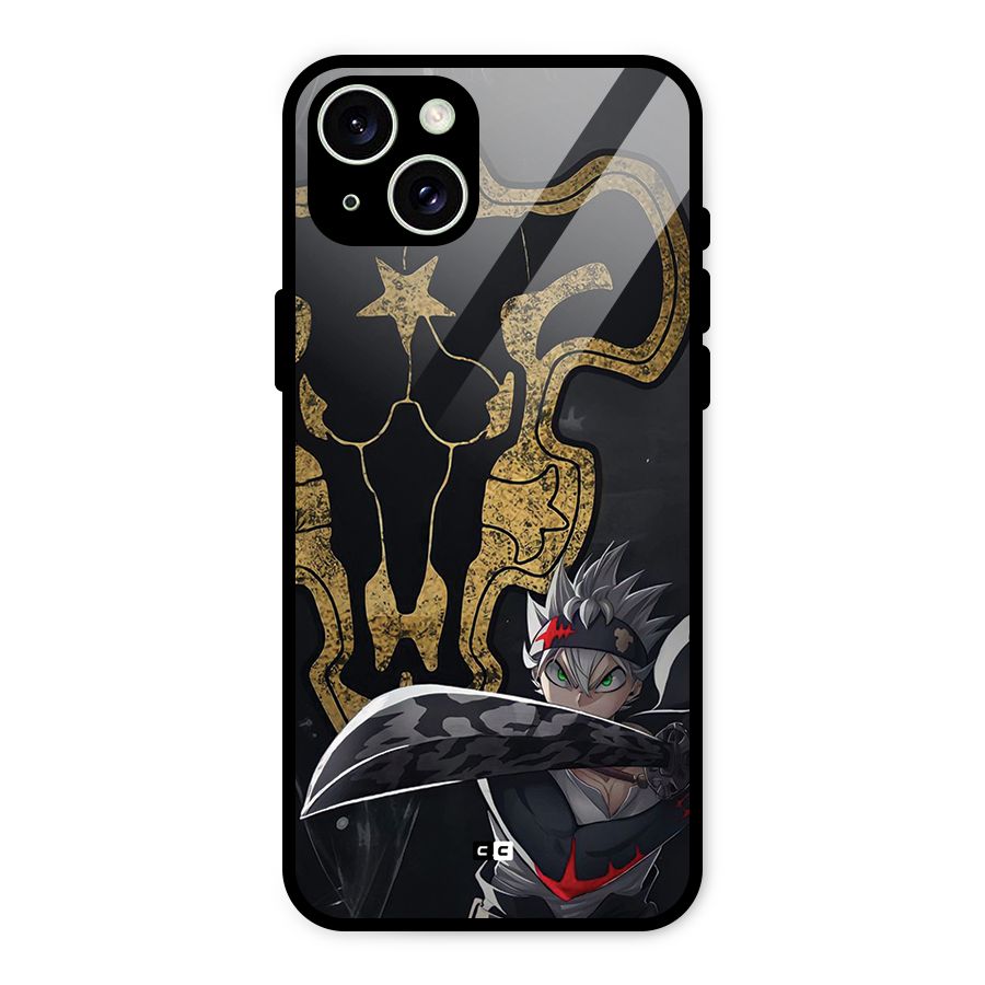 Asta With Black Bulls Glass Back Case for iPhone 15 Plus