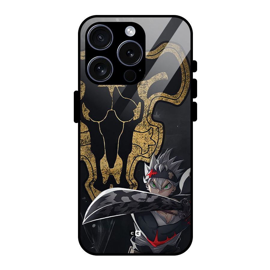 Asta With Black Bulls Glass Back Case for iPhone 15 Pro