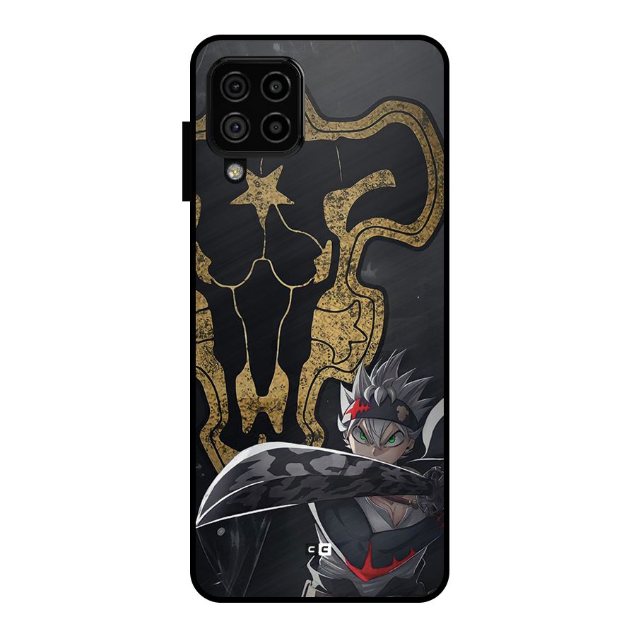Asta With Black Bulls Metal Back Case for Galaxy A22 4G