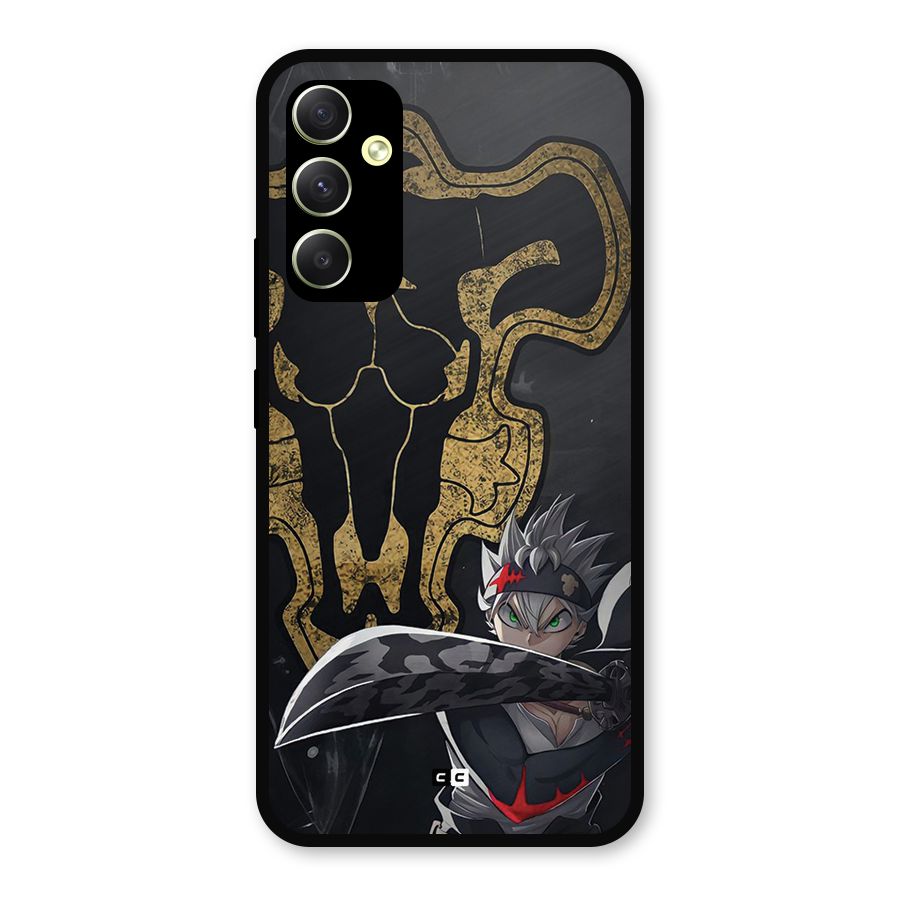 Asta With Black Bulls Metal Back Case for Galaxy A34