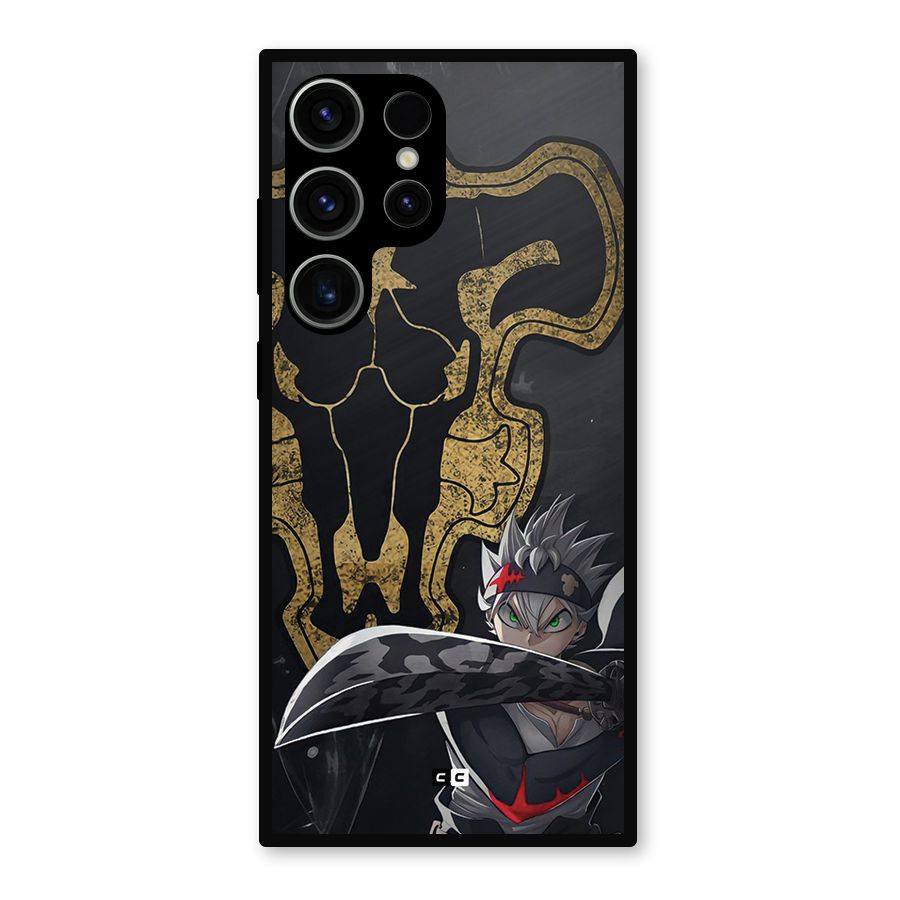 Asta With Black Bulls Metal Back Case for Galaxy S23 Ultra