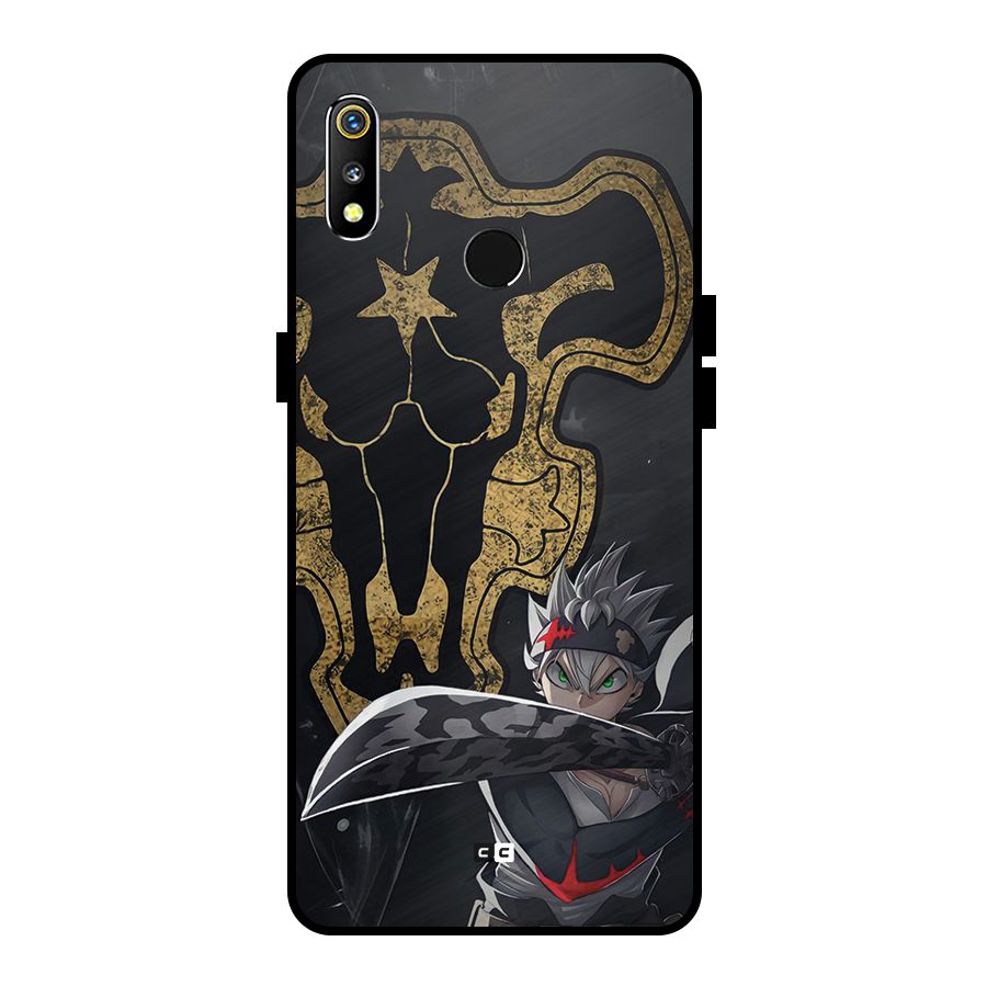 Asta With Black Bulls Metal Back Case for Realme 3i