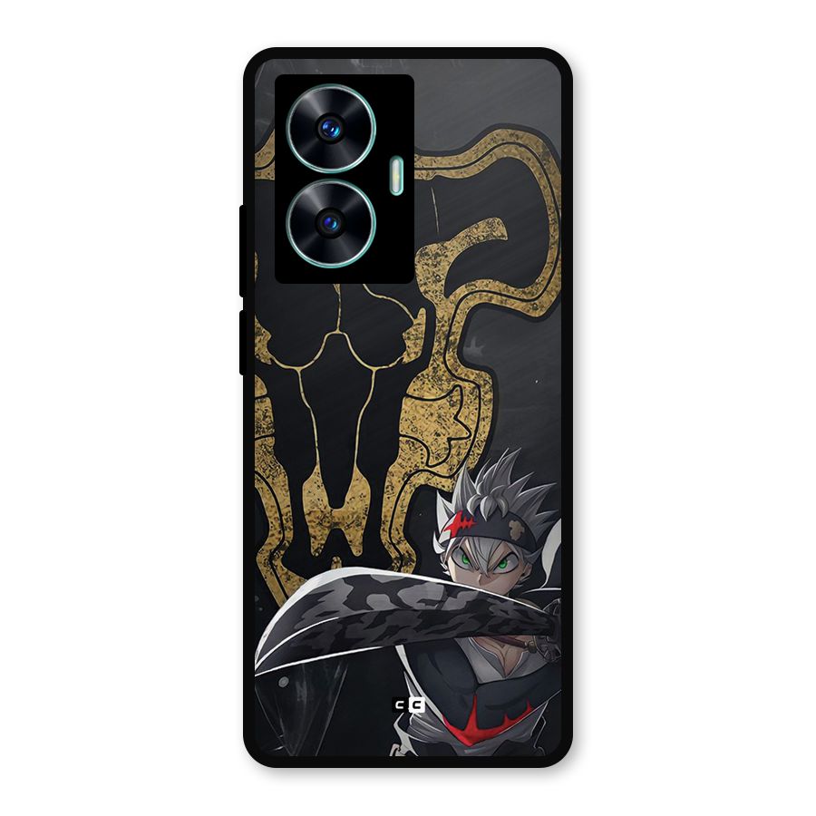Asta With Black Bulls Metal Back Case for Realme C55