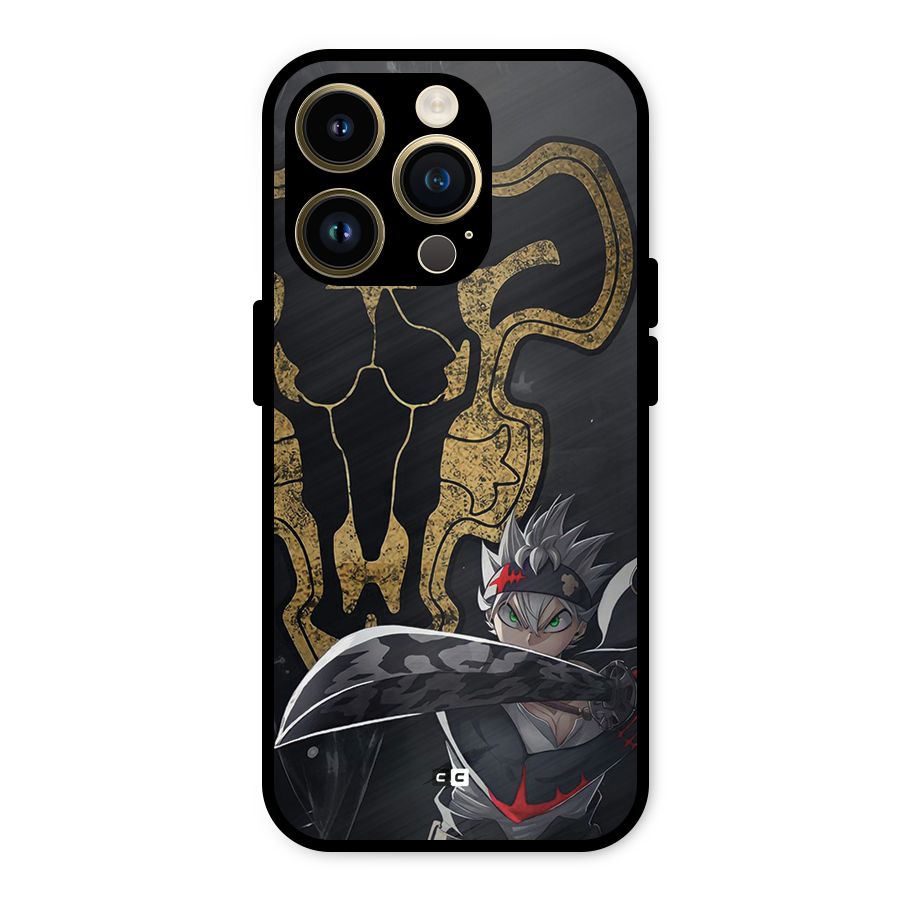 Asta With Black Bulls Metal Back Case for iPhone 14 Pro