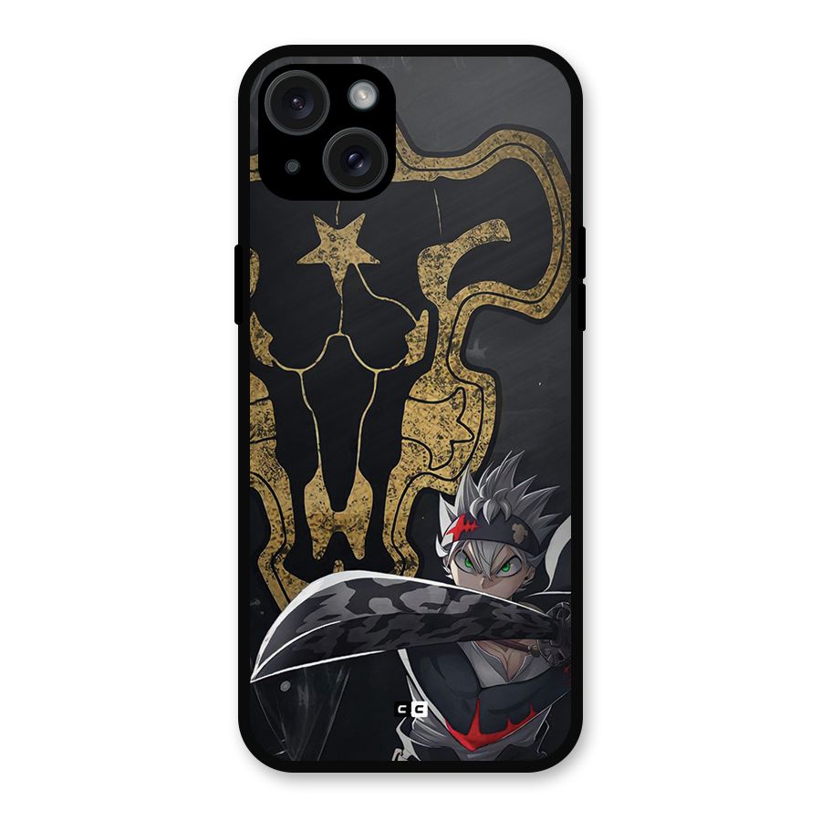 Asta With Black Bulls Metal Back Case for iPhone 15 Plus