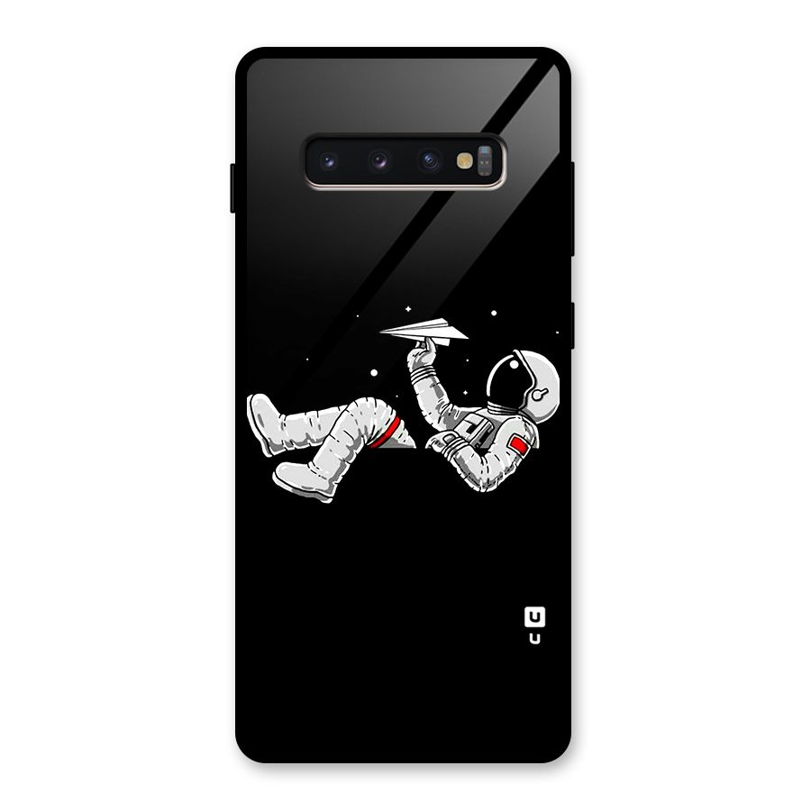 Astronaut Aeroplane Glass Back Case for Galaxy S10 Plus
