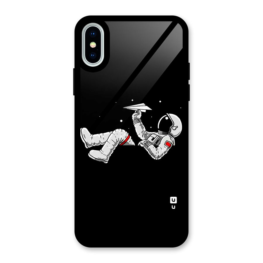 Astronaut Aeroplane Glass Back Case for iPhone XS