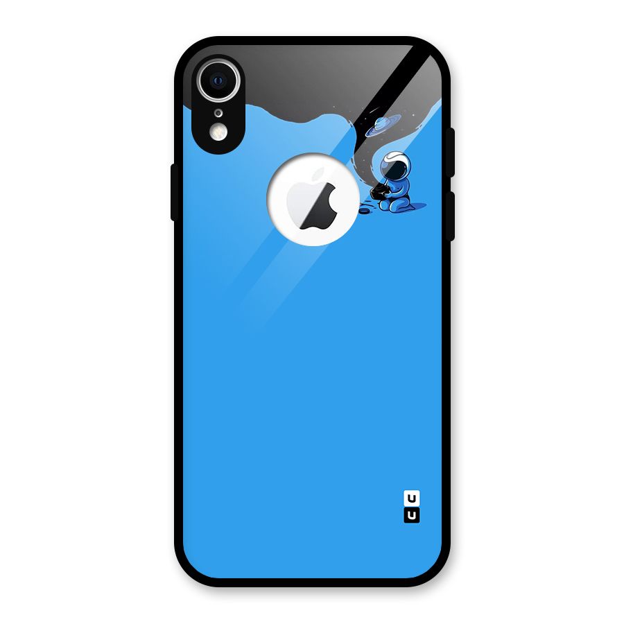 Astronaut Creativity Paint Sky Glass Back Case for iPhone XR Logo Cut