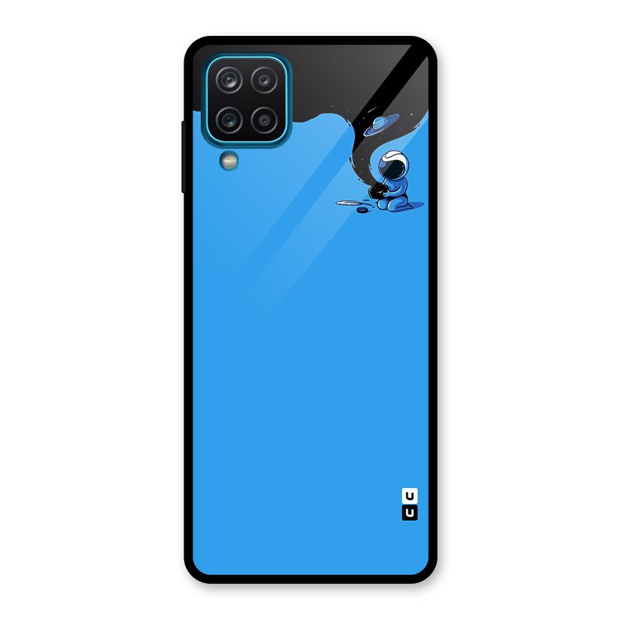 Astronaut Creativity Paint Sky Glass Back Case for Galaxy A12