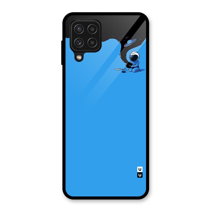 Astronaut Creativity Paint Sky Glass Back Case for Galaxy A22 4G