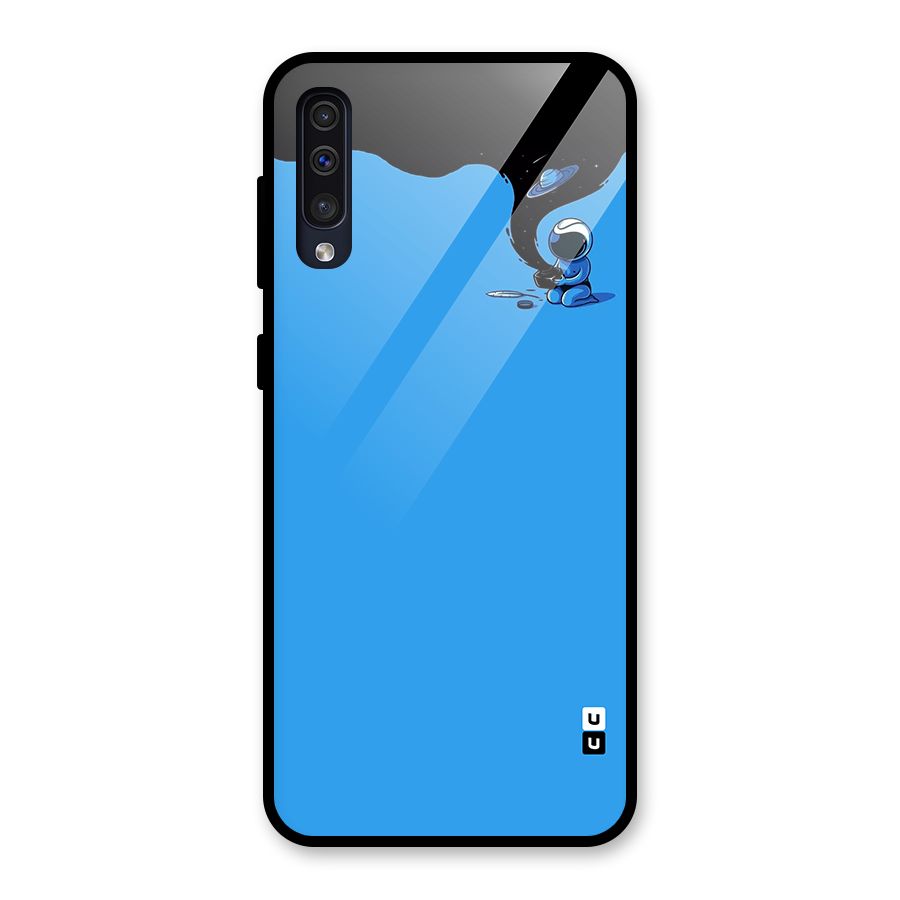 Astronaut Creativity Paint Sky Glass Back Case for Galaxy A30s