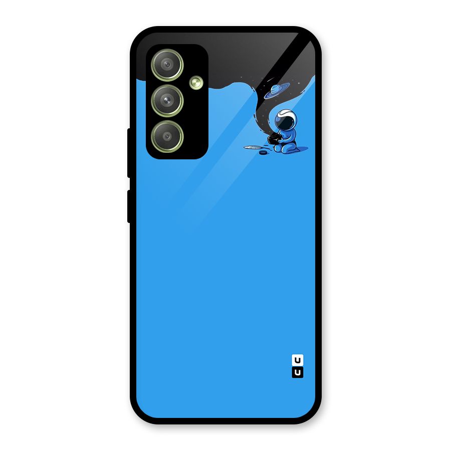 Astronaut Creativity Paint Sky Glass Back Case for Galaxy A54