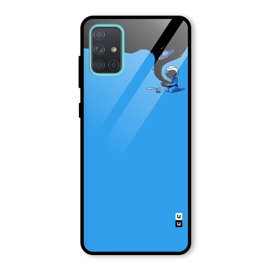 Astronaut Creativity Paint Sky Glass Back Case for Galaxy A71