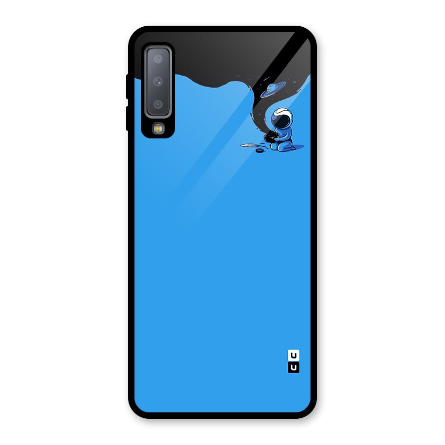 Astronaut Creativity Paint Sky Glass Back Case for Galaxy A7 (2018)