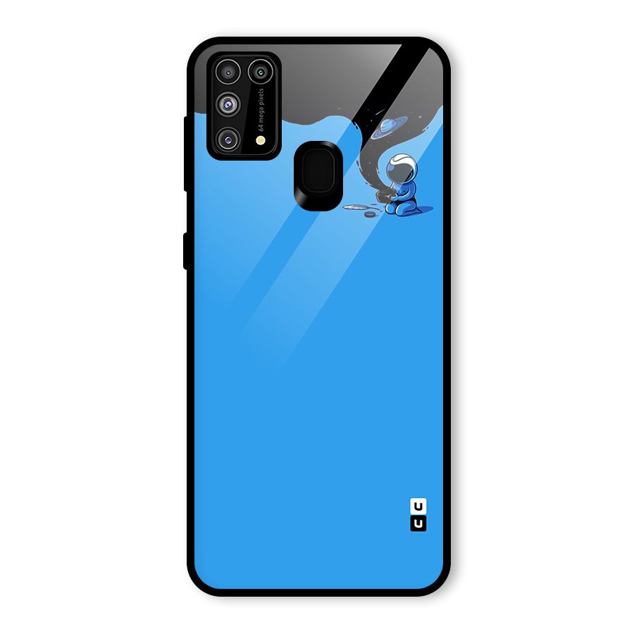 Astronaut Creativity Paint Sky Glass Back Case for Galaxy F41