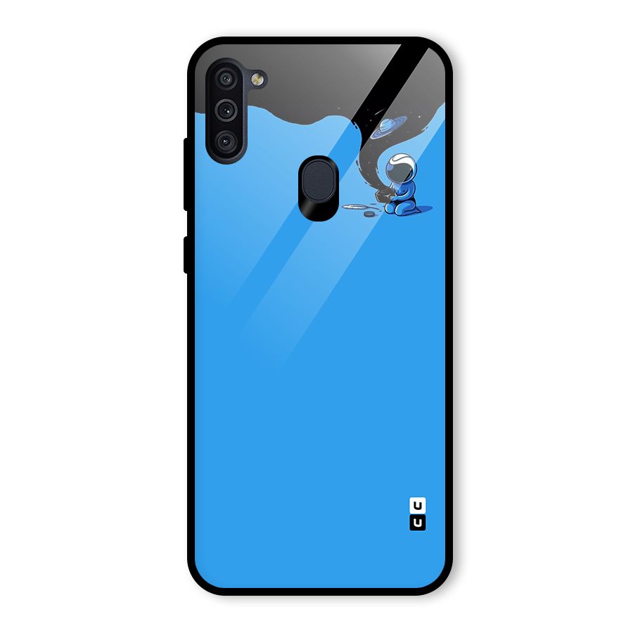 Astronaut Creativity Paint Sky Glass Back Case for Galaxy M11