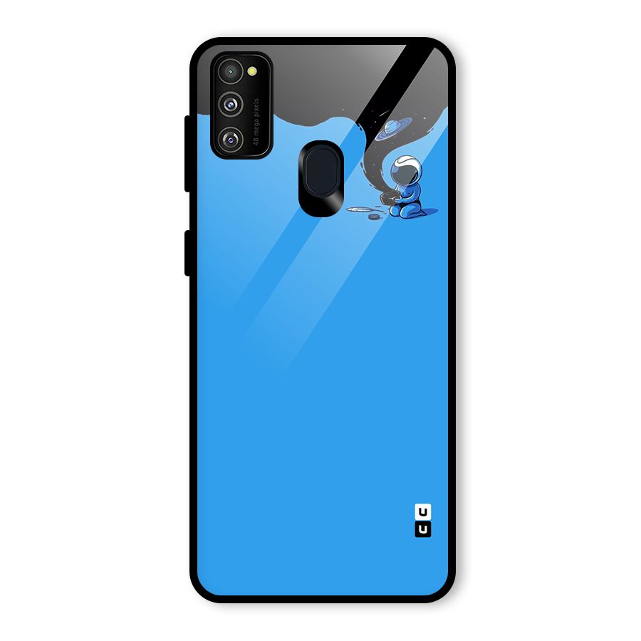 Astronaut Creativity Paint Sky Glass Back Case for Galaxy M30s