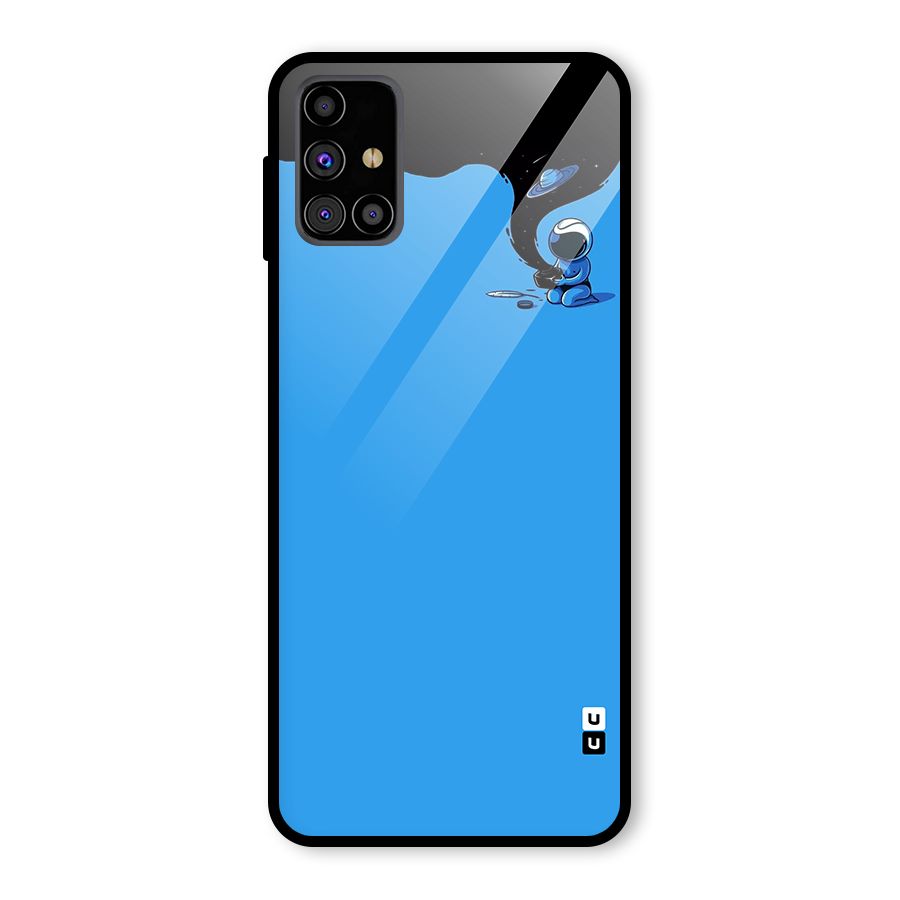 Astronaut Creativity Paint Sky Glass Back Case for Galaxy M31s