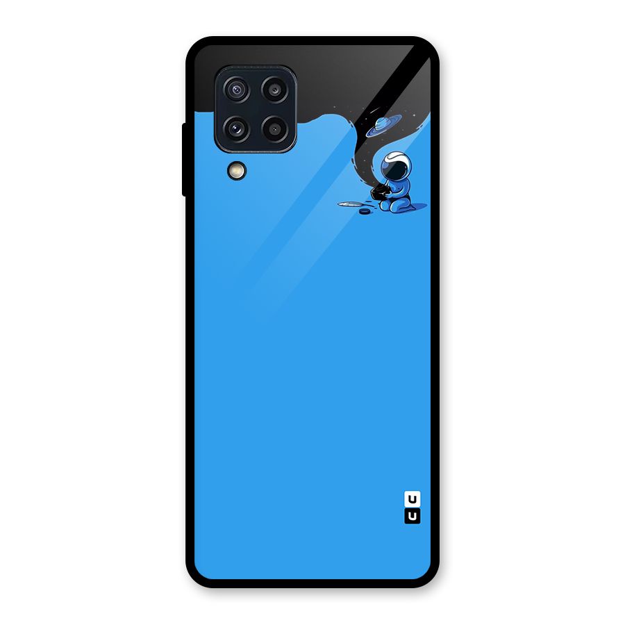 Astronaut Creativity Paint Sky Glass Back Case for Galaxy M32
