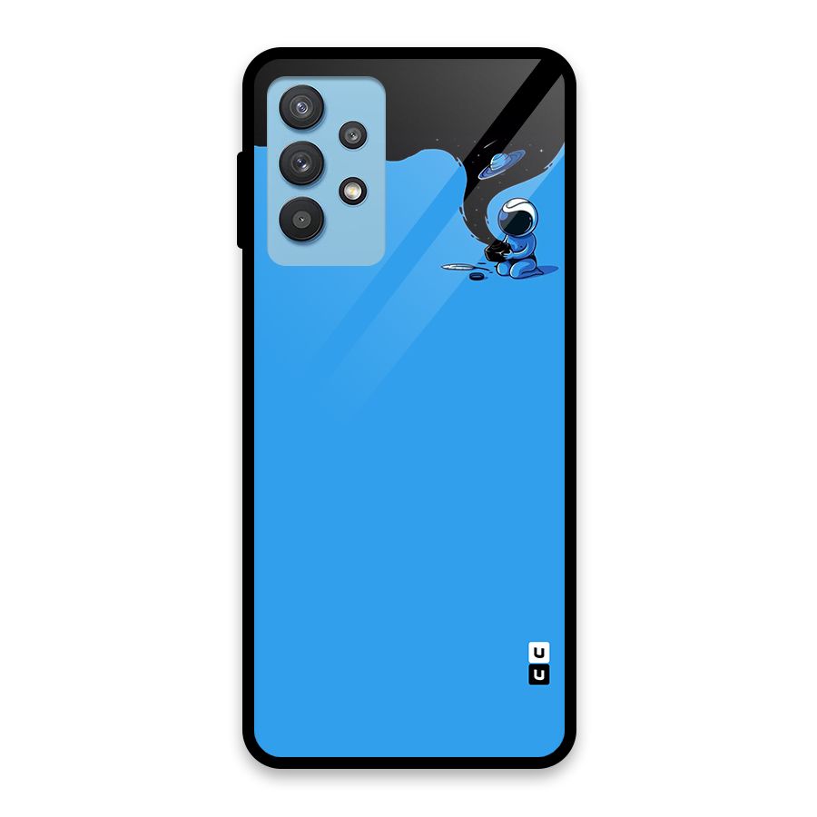 Astronaut Creativity Paint Sky Glass Back Case for Galaxy M32 5G