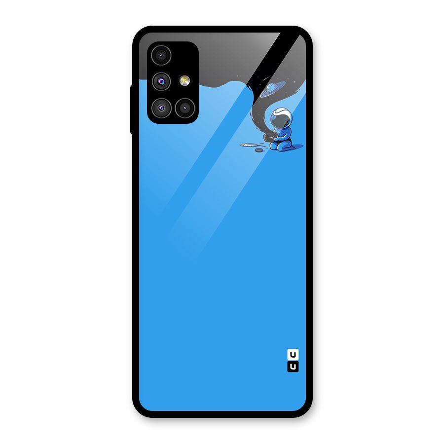 Astronaut Creativity Paint Sky Glass Back Case for Galaxy M51