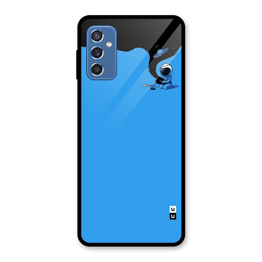 Astronaut Creativity Paint Sky Glass Back Case for Galaxy M52 5G