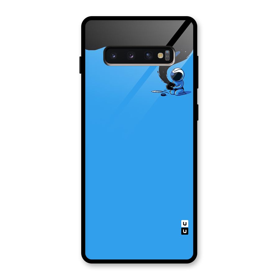 Astronaut Creativity Paint Sky Glass Back Case for Galaxy S10 Plus