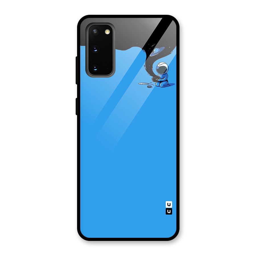 Astronaut Creativity Paint Sky Glass Back Case for Galaxy S20