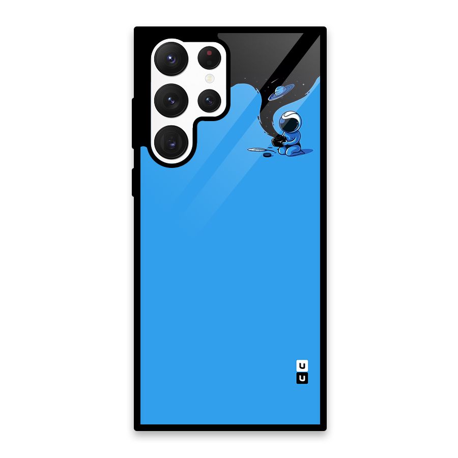 Astronaut Creativity Paint Sky Glass Back Case for Galaxy S22 Ultra 5G