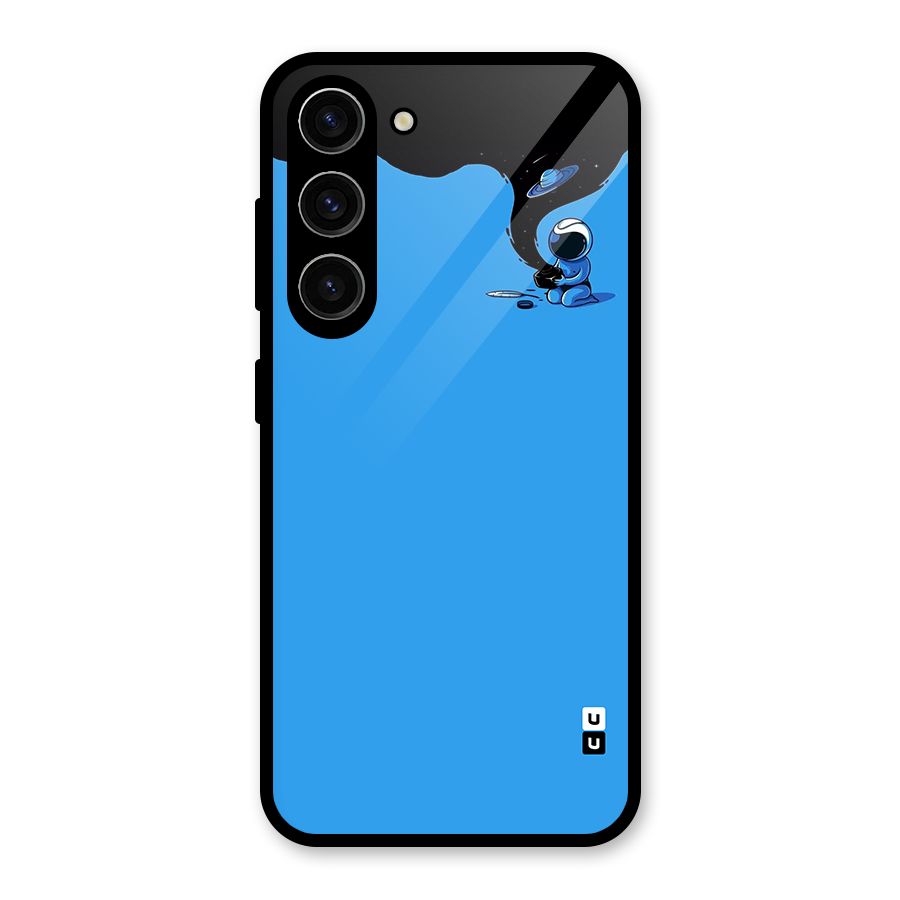 Astronaut Creativity Paint Sky Glass Back Case for Galaxy S23