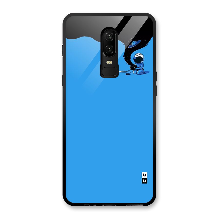 Astronaut Creativity Paint Sky Glass Back Case for OnePlus 6