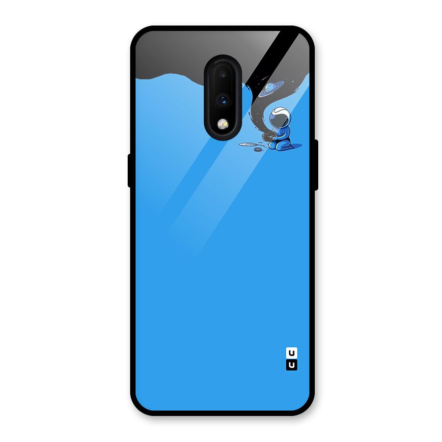 Astronaut Creativity Paint Sky Glass Back Case for OnePlus 7