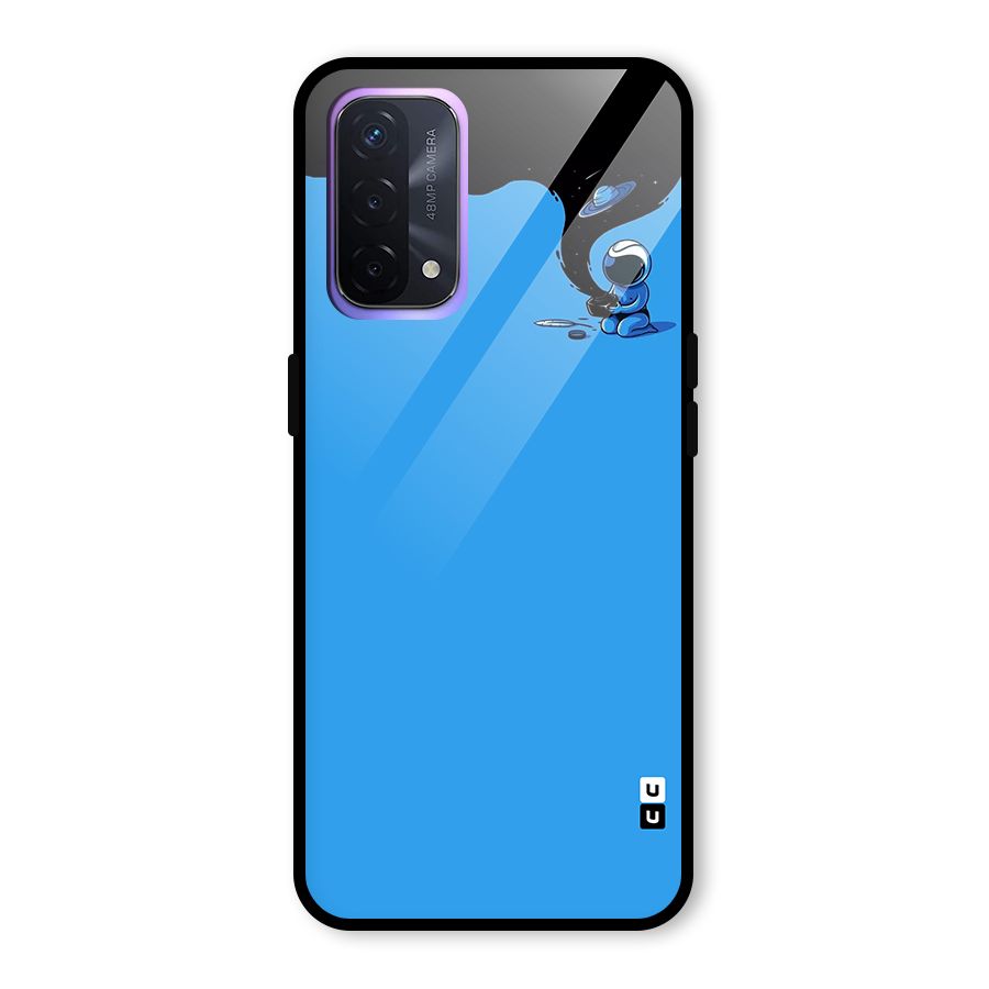 Astronaut Creativity Paint Sky Glass Back Case for Oppo A74 5G