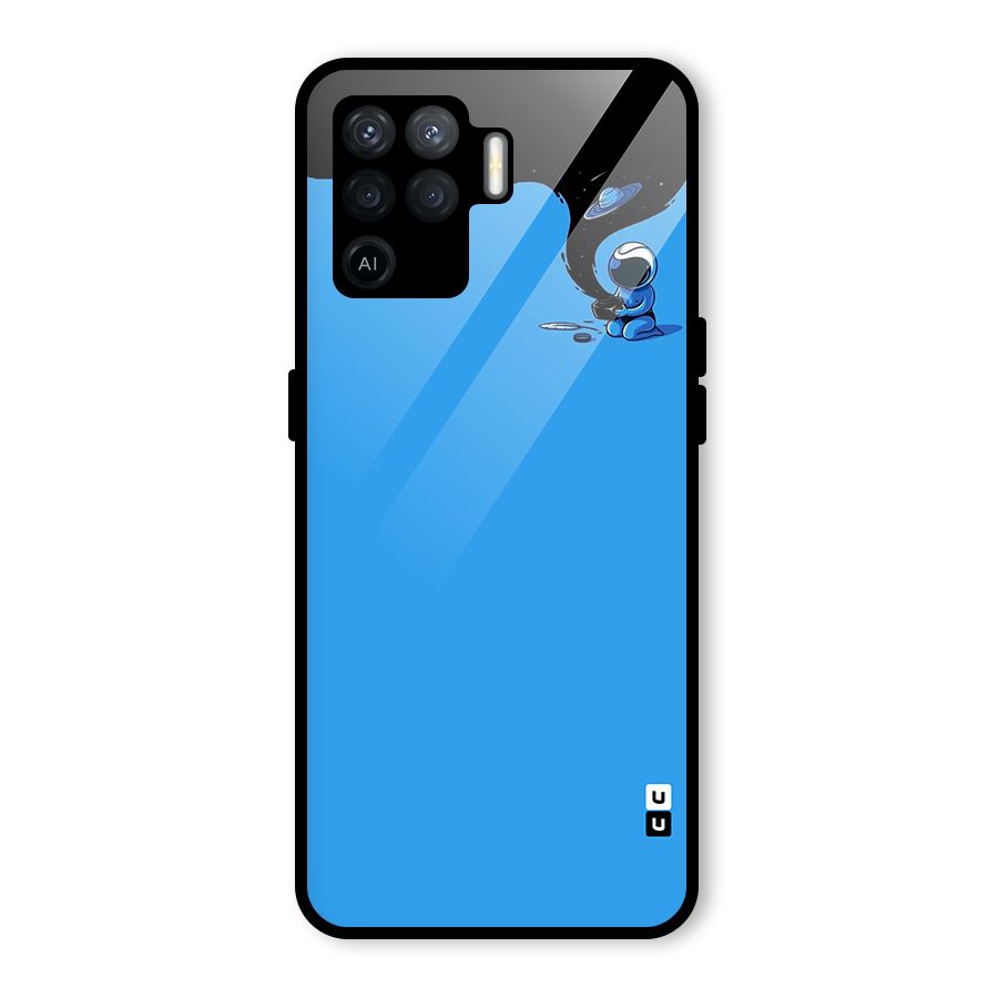 Astronaut Creativity Paint Sky Glass Back Case for Oppo F19 Pro