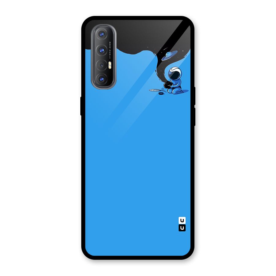 Astronaut Creativity Paint Sky Glass Back Case for Oppo Reno3 Pro