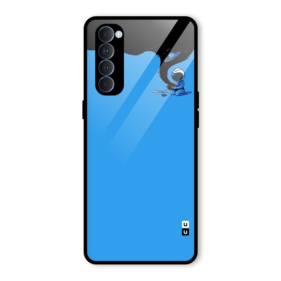 Astronaut Creativity Paint Sky Glass Back Case for Oppo Reno4 Pro