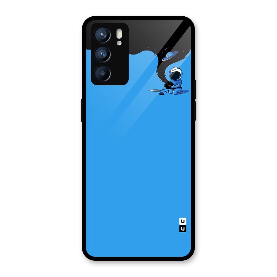 Astronaut Creativity Paint Sky Glass Back Case for Oppo Reno6 5G