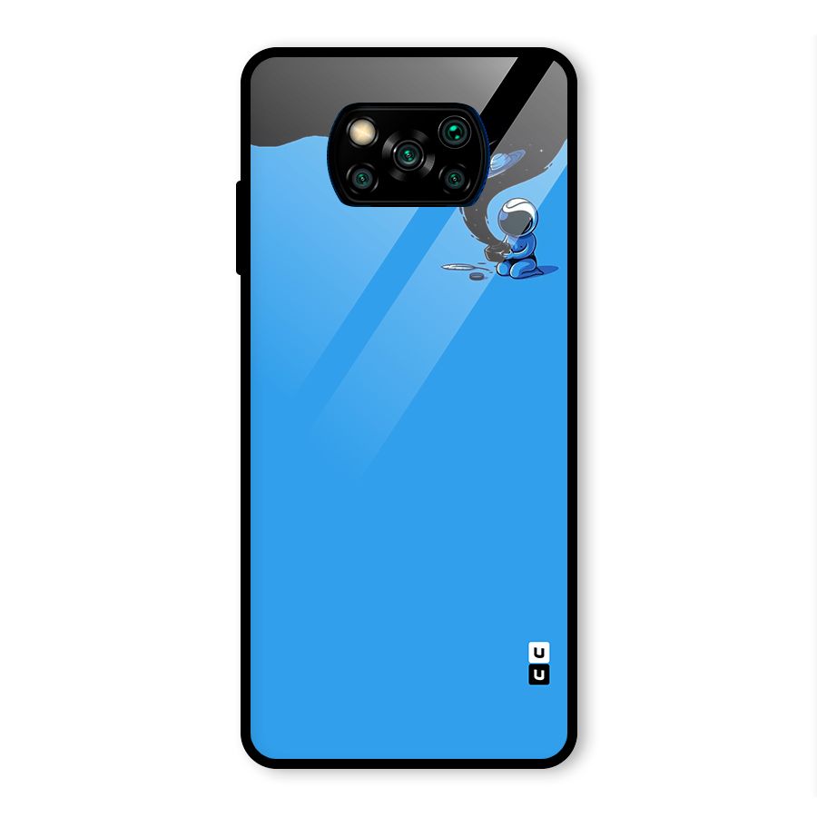 Astronaut Creativity Paint Sky Glass Back Case for Poco X3 Pro