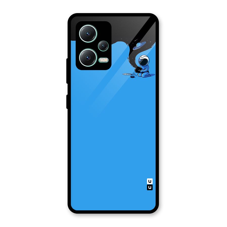 Astronaut Creativity Paint Sky Glass Back Case for Redmi Note 12 5G