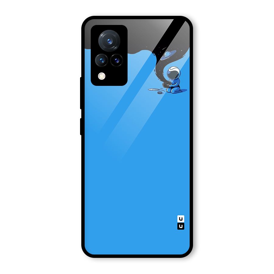Astronaut Creativity Paint Sky Glass Back Case for Vivo V21 5G