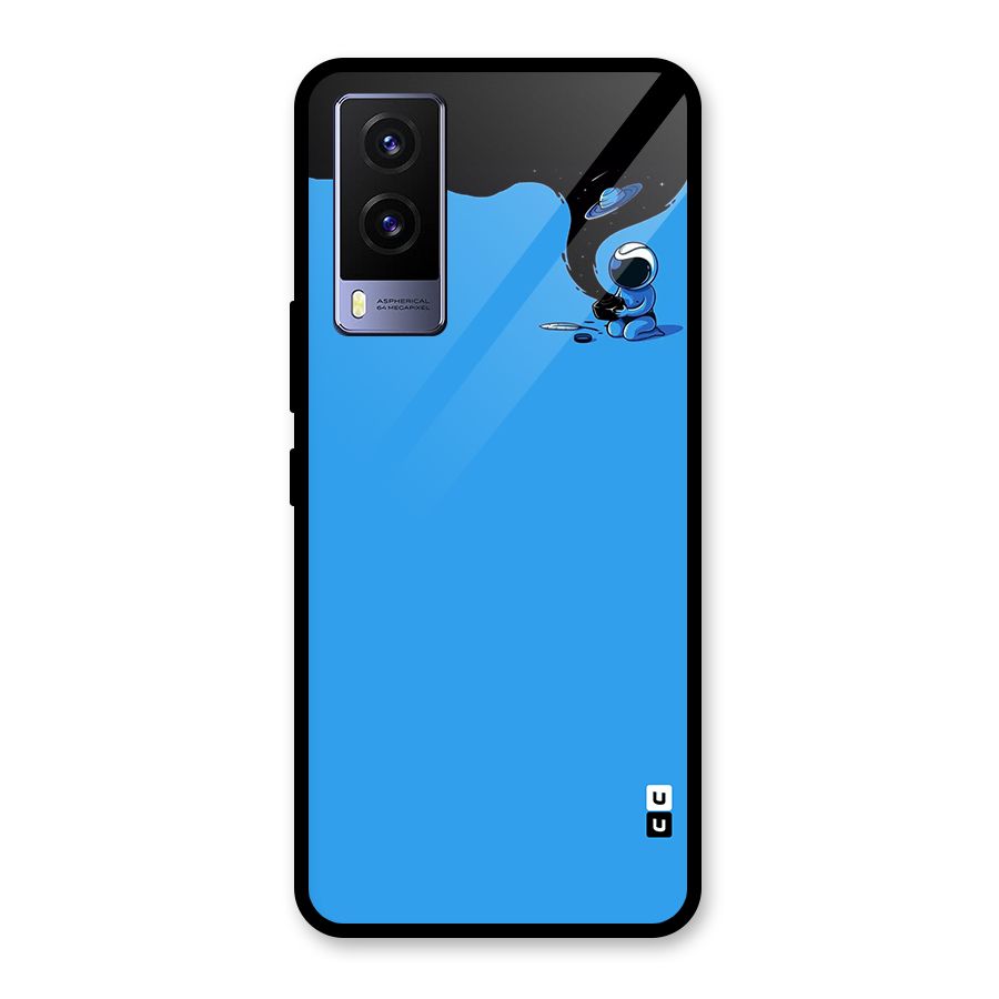 Astronaut Creativity Paint Sky Glass Back Case for Vivo V21e 5G