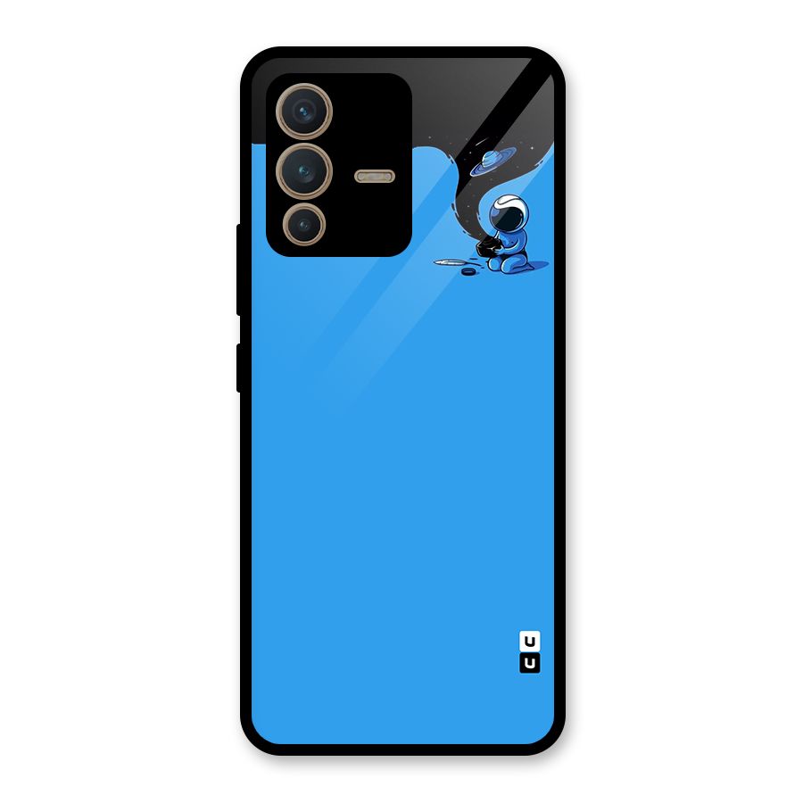 Astronaut Creativity Paint Sky Glass Back Case for Vivo V23 5G