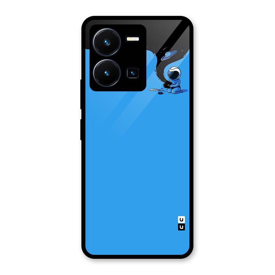 Astronaut Creativity Paint Sky Glass Back Case for Vivo Y35