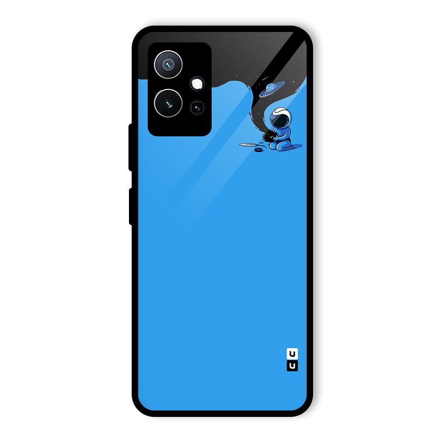 Astronaut Creativity Paint Sky Glass Back Case for Vivo Y75 5G